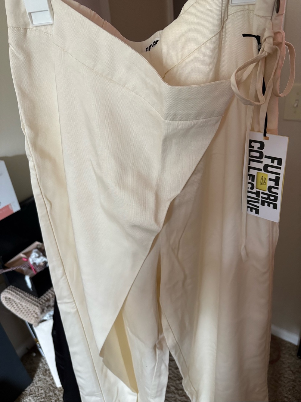 Future Collective Cream Wrap-Front Pants